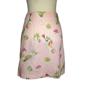 Dandy by Randi M. Sz 10 Women Linen Lt. Pink Martini Back Zipper Pencil Skirt